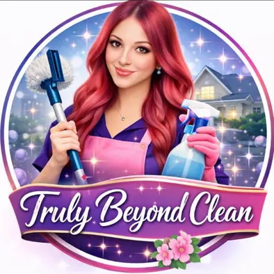 Truly Beyond Clean logo artwork showing a cleaner with cleaning supplies